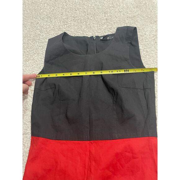 DKNY Women's Size 2 Sleeveless Colorblock Shift Dress Black Red Tan - Picture 4 of 11